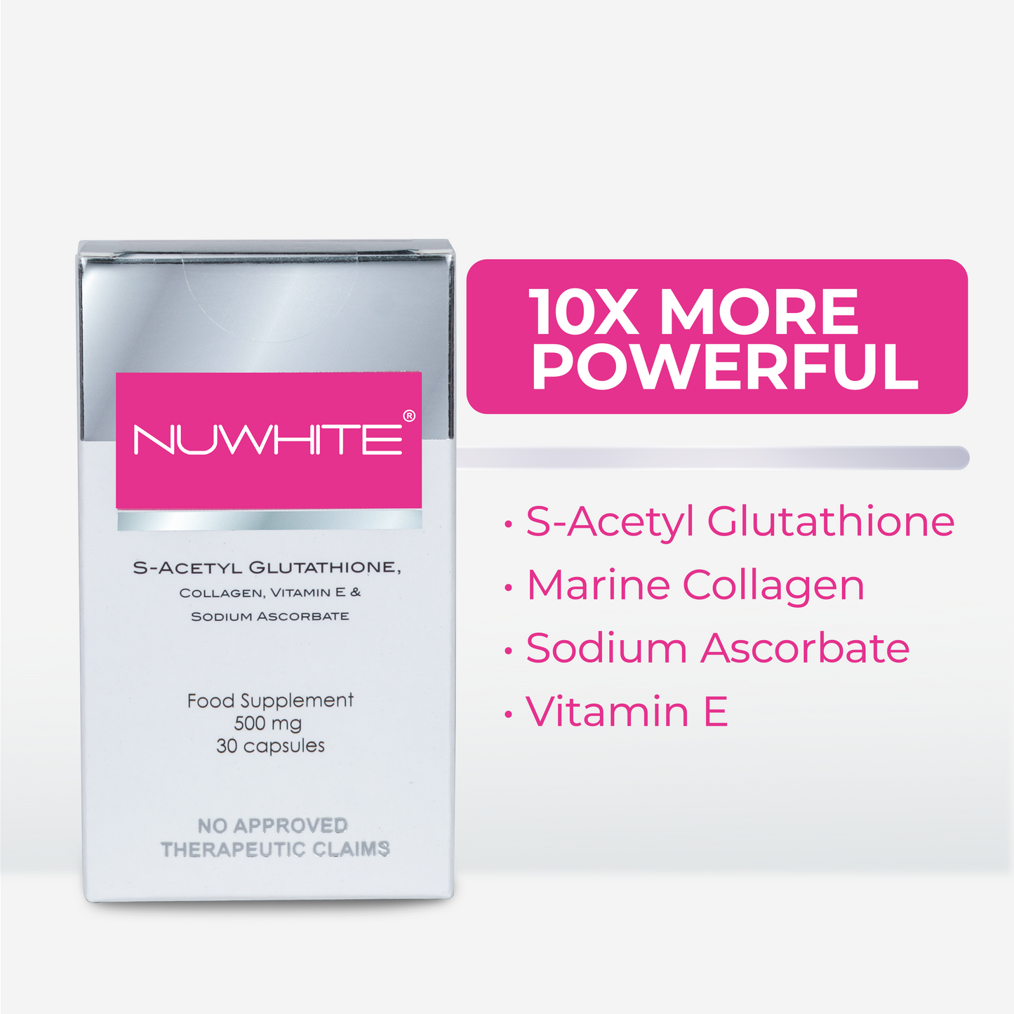 Nuwhite S-Acetyl Glutathione 1 Bottle WITH FREE NUWHITE WHITENING VITAMIN C