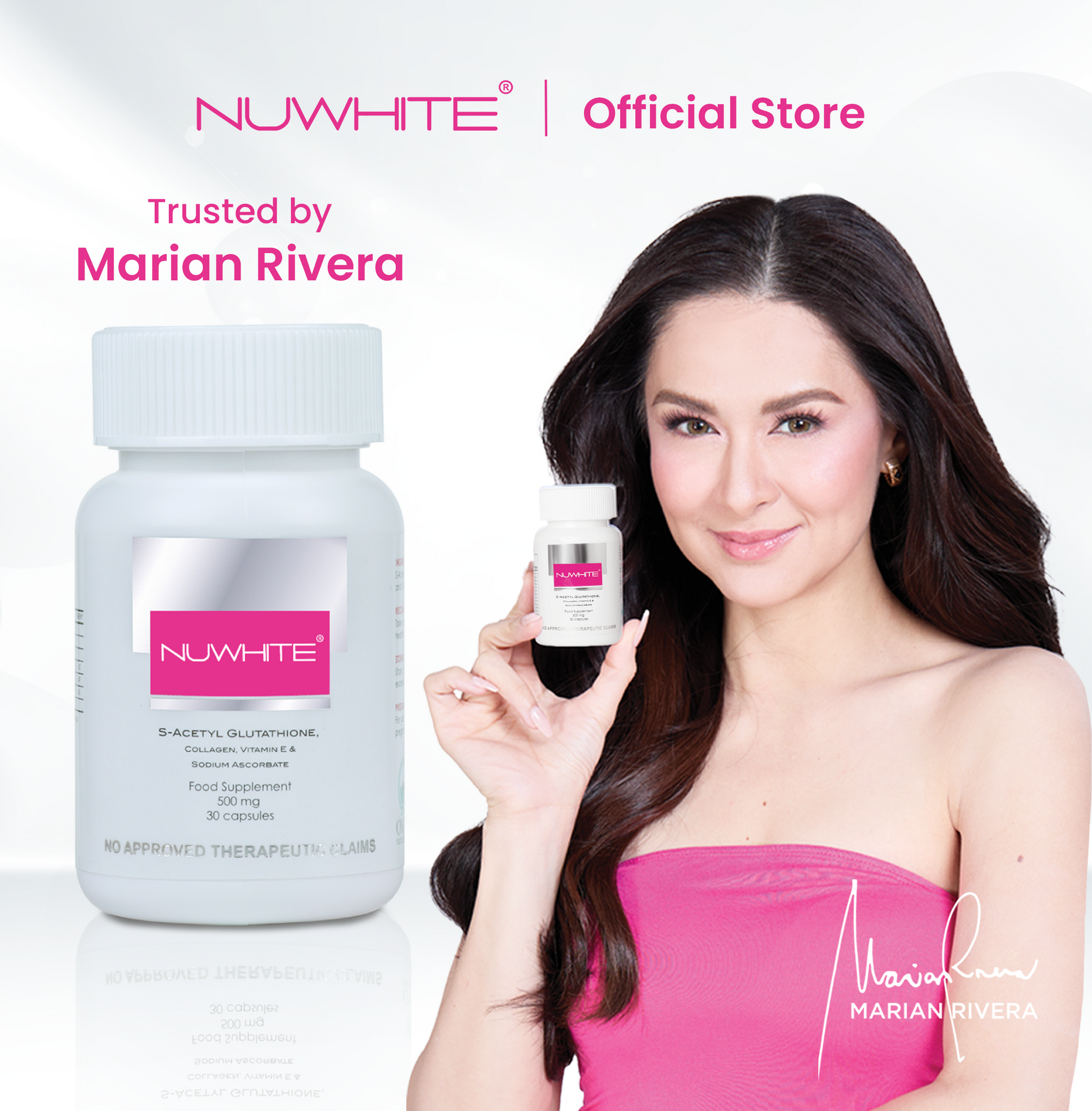 Nuwhite S-Acetyl Glutathione 1 Bottle WITH FREE NUWHITE WHITENING VITA