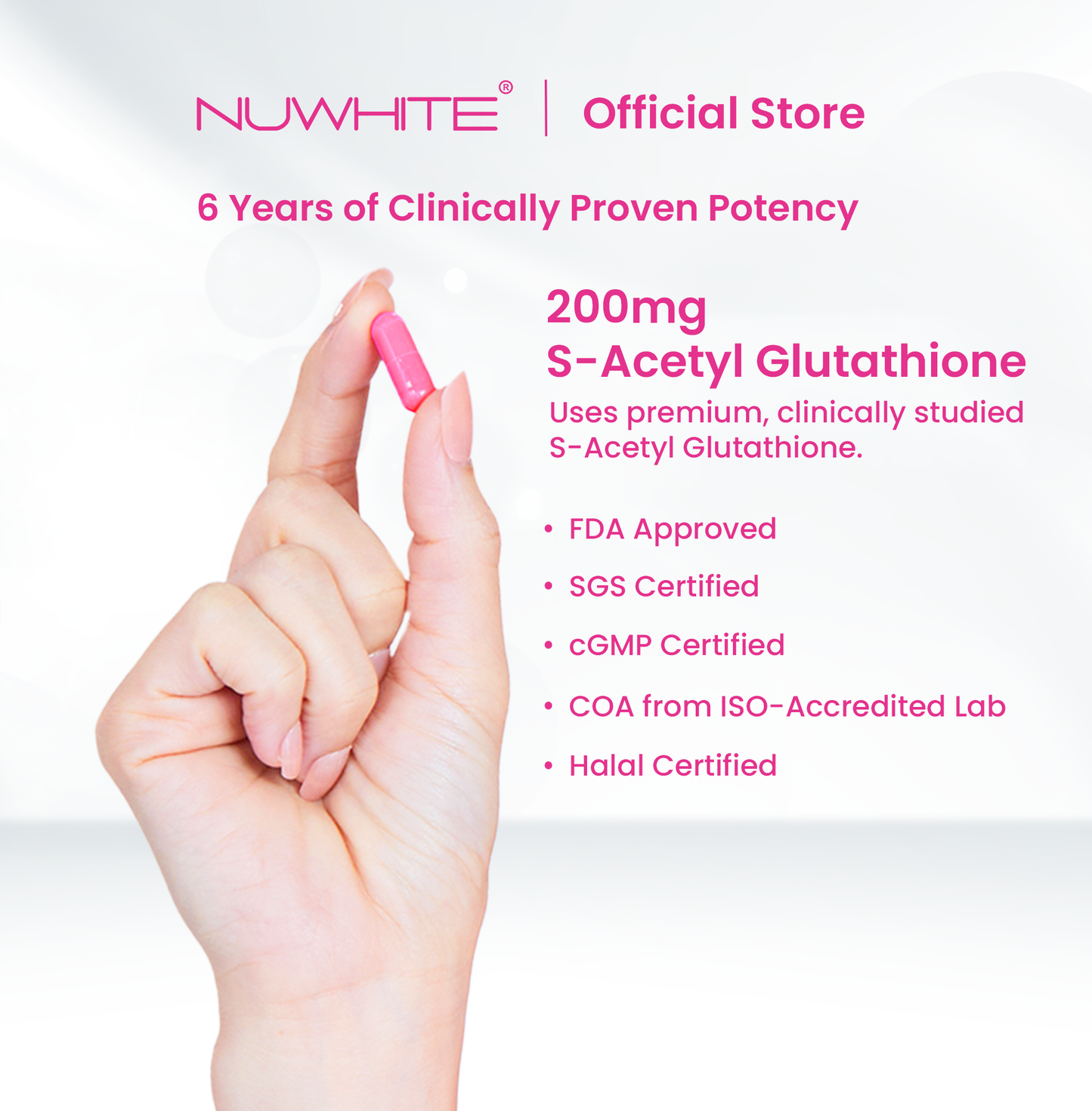 Nuwhite S-Acetyl Glutathione 1 Bottle WITH FREE NUWHITE WHITENING VITAMIN C