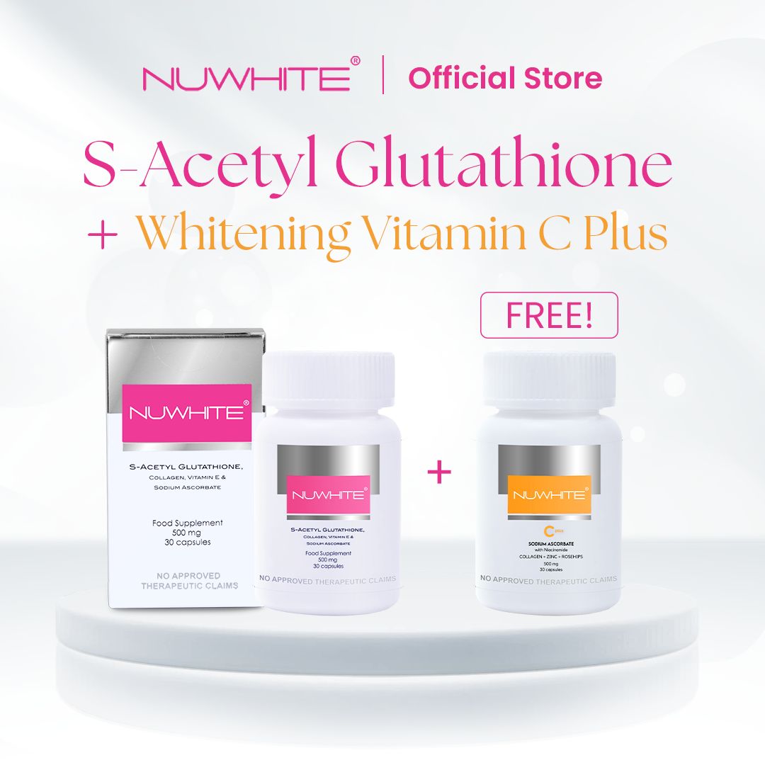 Nuwhite S-Acetyl Glutathione 1 Bottle WITH FREE NUWHITE WHITENING VITAMIN C